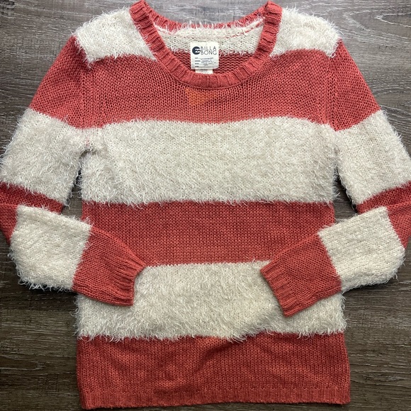 Billabong Orange and Cream Striped Sweater Size Medium - Picture 1 of 3